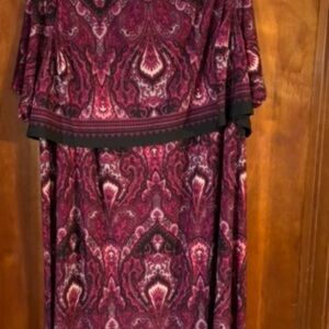 Catherines size 3X  Dress Purple Knee Length Short Sleeve